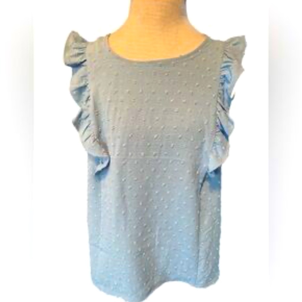 Baby blue sleeveless top with ruffles